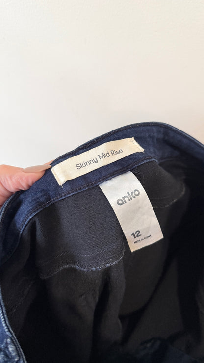 Anko Dark Wash Mid Rise Skinny Jeans Size 12