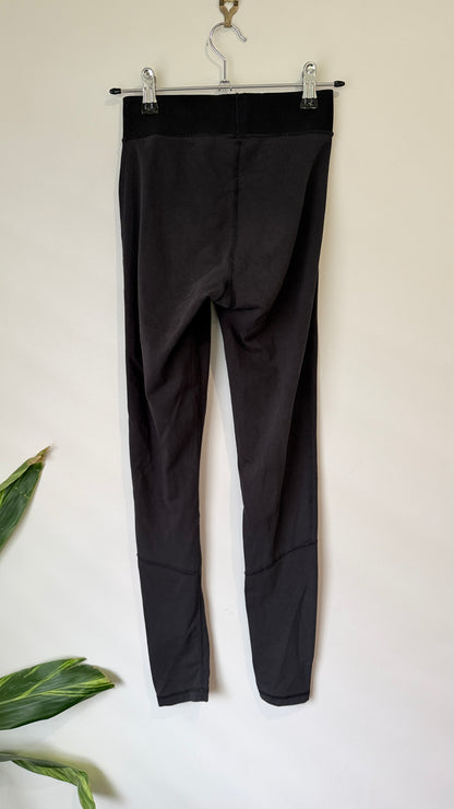 Adidas Black Leggings with Pink Logo Size XS