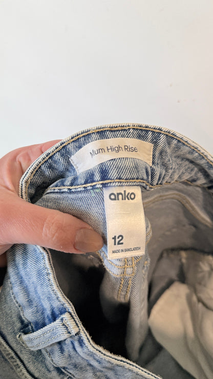 Anko Mum High Rise Light Wash Jeans Size 12