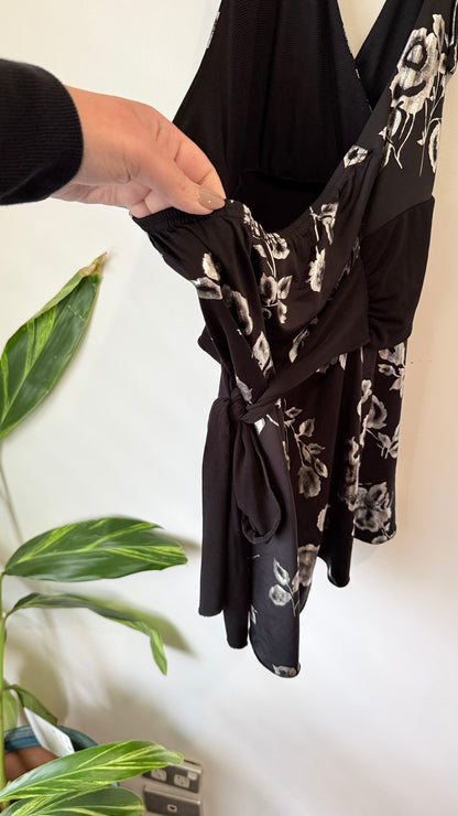 Pagani Black and White Floral Halter Dress Size 8