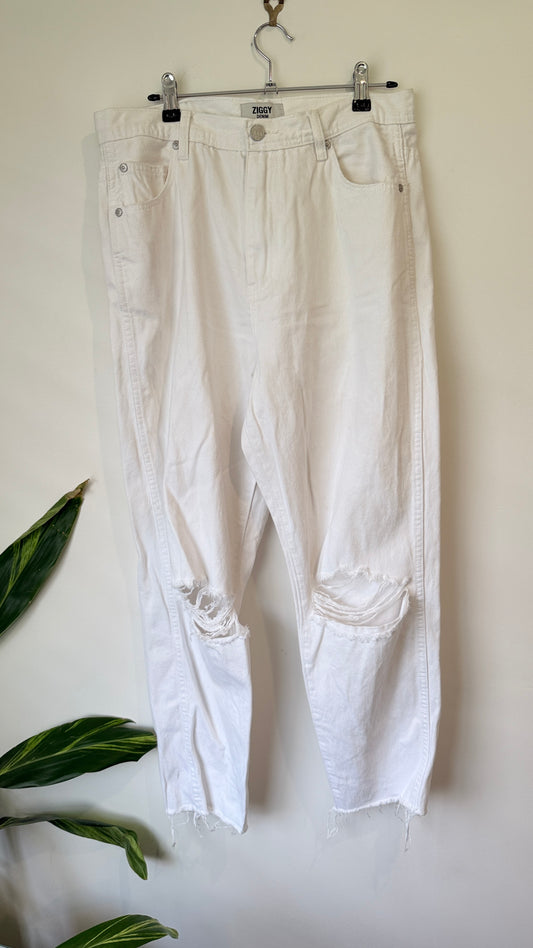 Ziggy Denim White Distressed Jeans Size 32