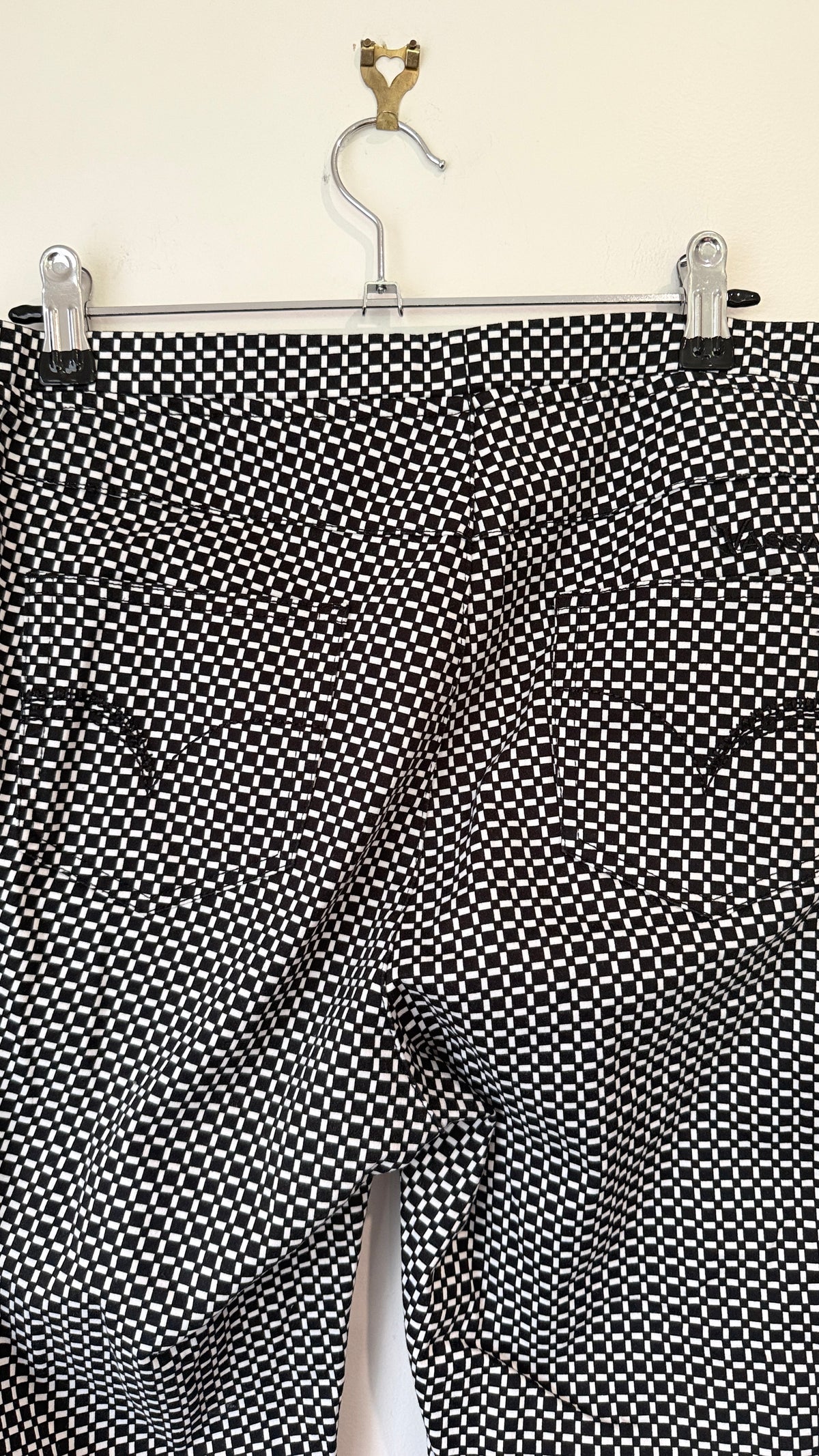 Vassalli Black and White Geometric Print Tapered Pants 80cm waist