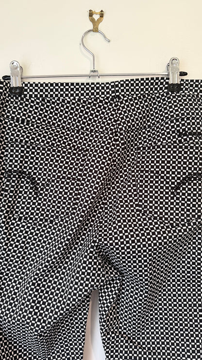 Vassalli Black and White Geometric Print Tapered Pants 80cm waist