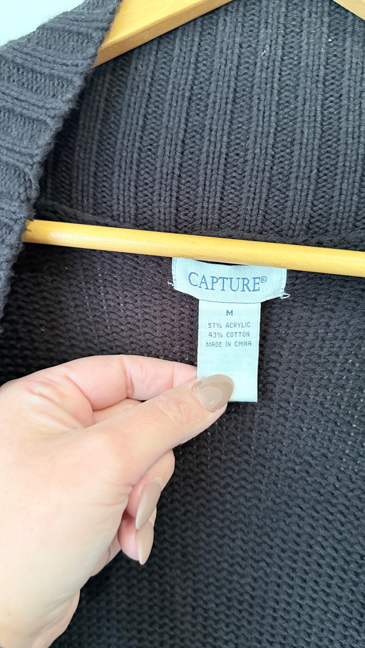 Capture Black Ribbed Knit Longline Cardigan Size M