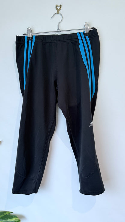 Adidas Black Blue Stripe Track Pants Size L
