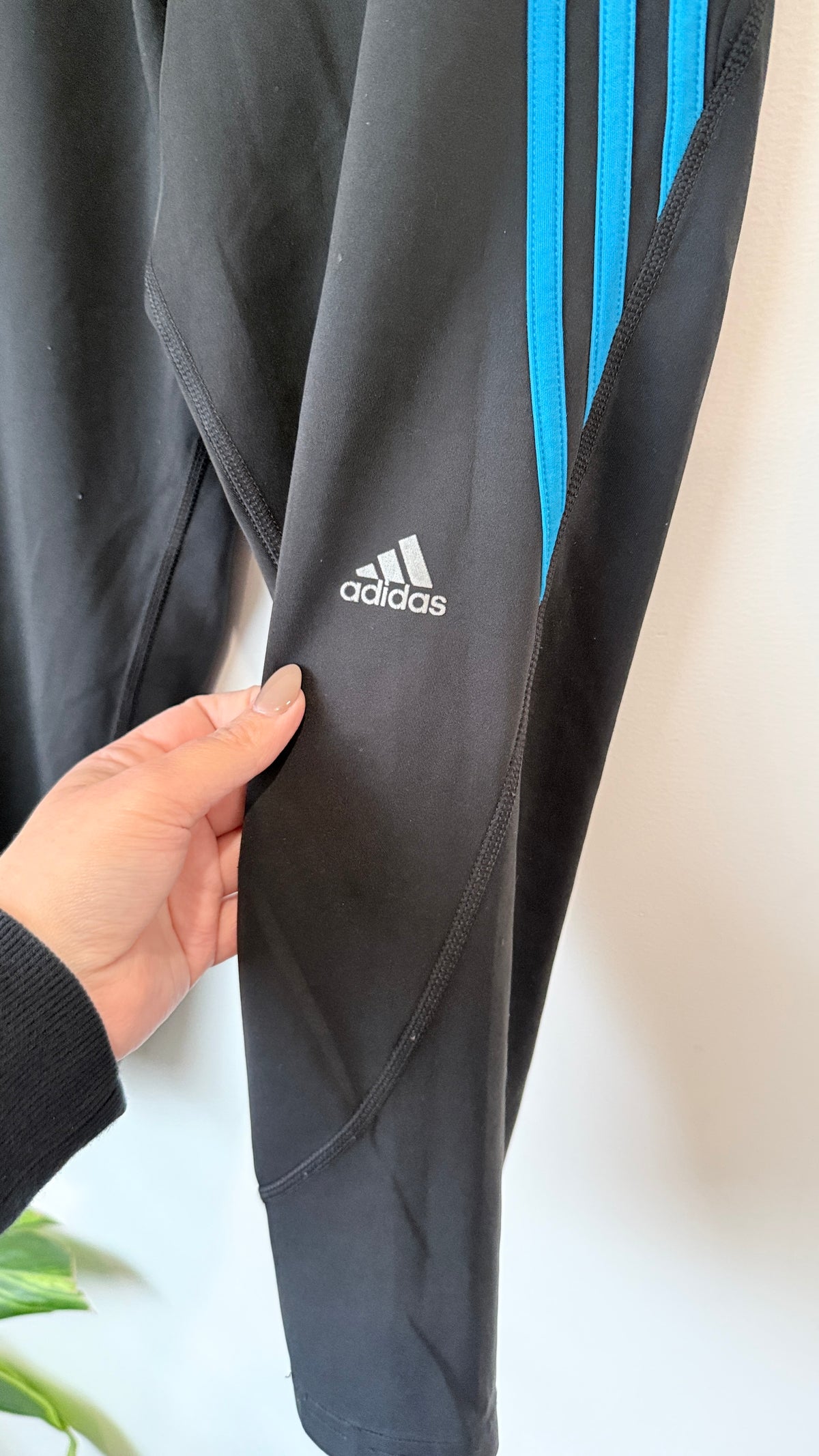 Adidas Black Blue Stripe Track Pants Size L