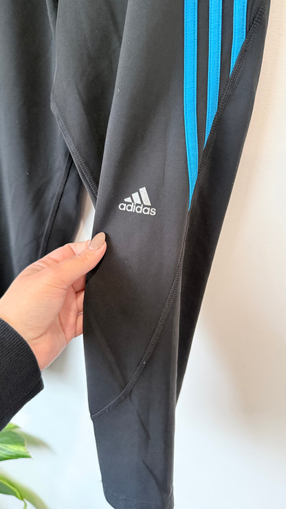 Adidas Black Blue Stripe Track Pants Size L