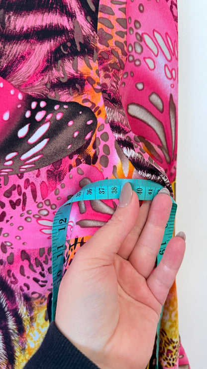 Pink Butterfly Print Flared Sleeve Dress - 40cm u/arm