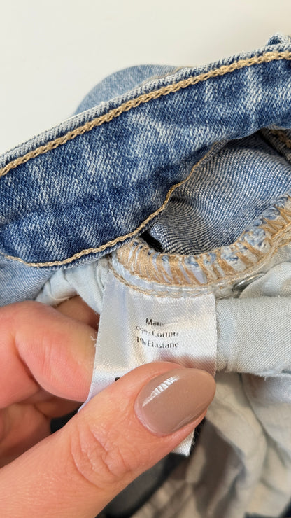 Shine On Label Light Wash Raw Hem Straight Jeans Size 10
