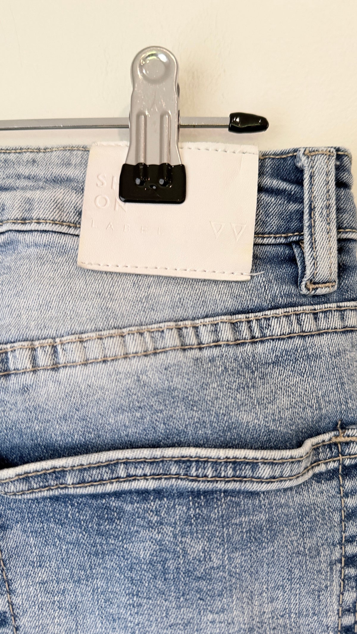 Shine On Label Light Wash Raw Hem Straight Jeans Size 10