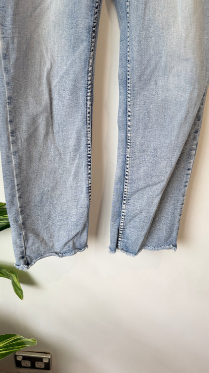 Shine On Label Light Wash Raw Hem Straight Jeans Size 10