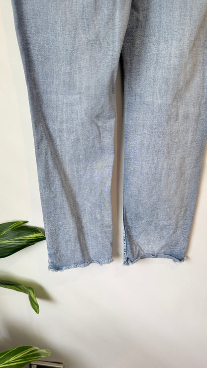 Shine On Label Light Wash Raw Hem Straight Jeans Size 10
