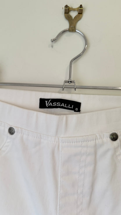 Vassalli White Cropped Pull on Pants Size 8