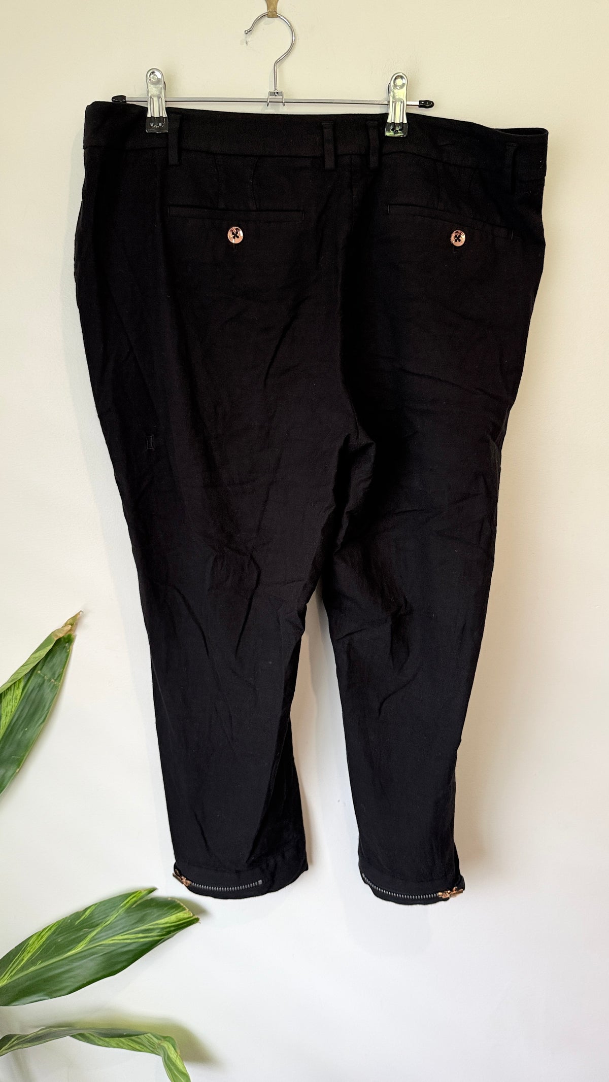 Kit & Ace Black Tapered Ankle Zip Pants Size 10