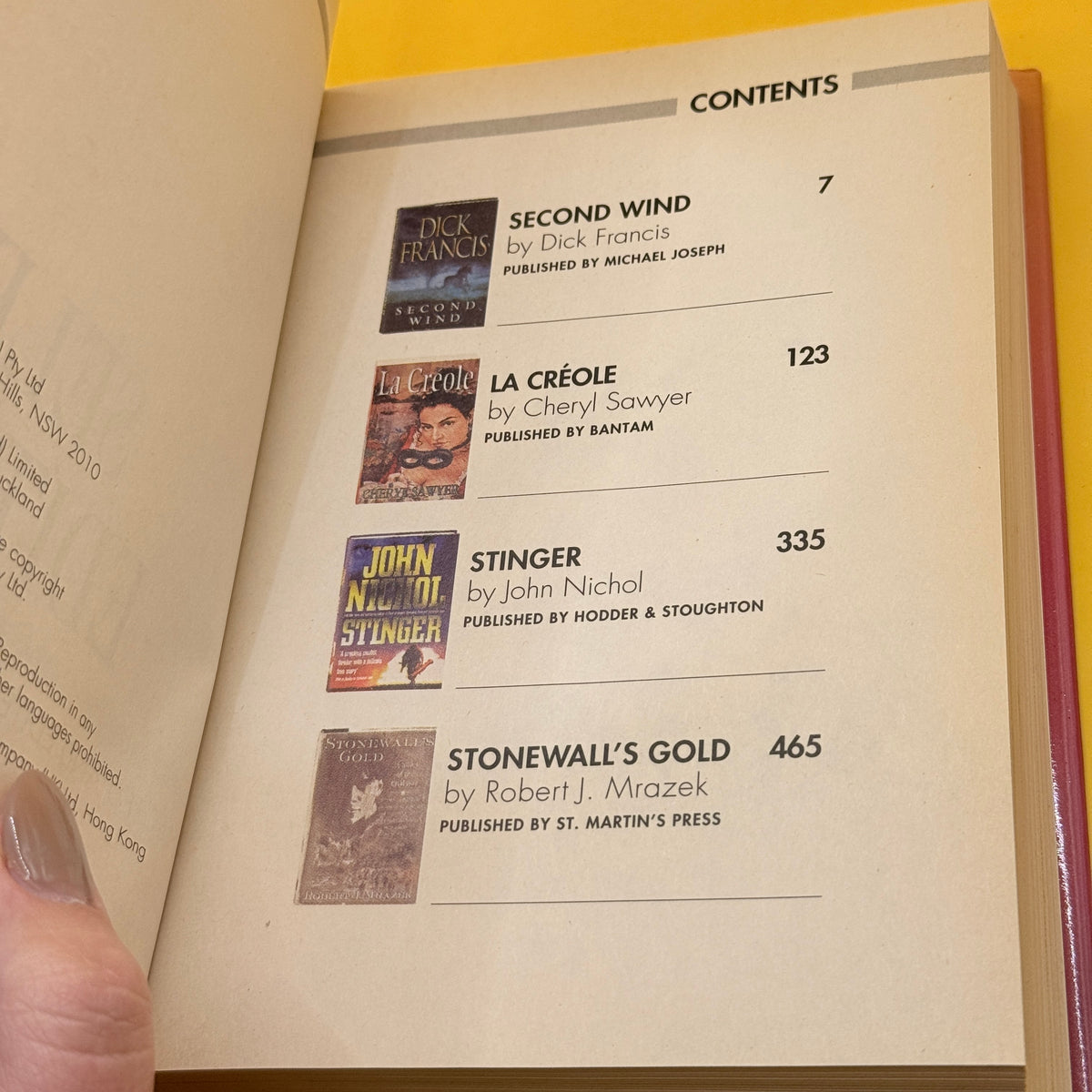Reader’s Digest Select Editions by Dick Francis, Cheryl Sawyer, John Nichol and Robert J. Mrazek