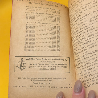 The Case of the Caretaker's Cat by Erle Stanley Gardner (Pocket Book, 1948)