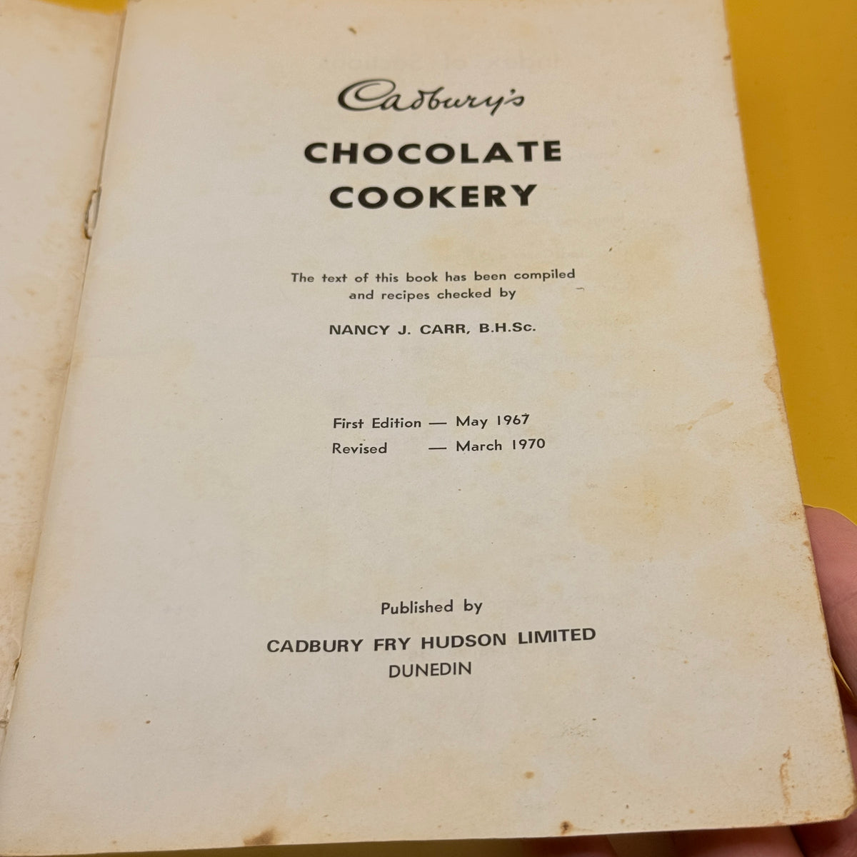 Vintage Cadbury's Chocolate Cookery by Nancy J. Carr