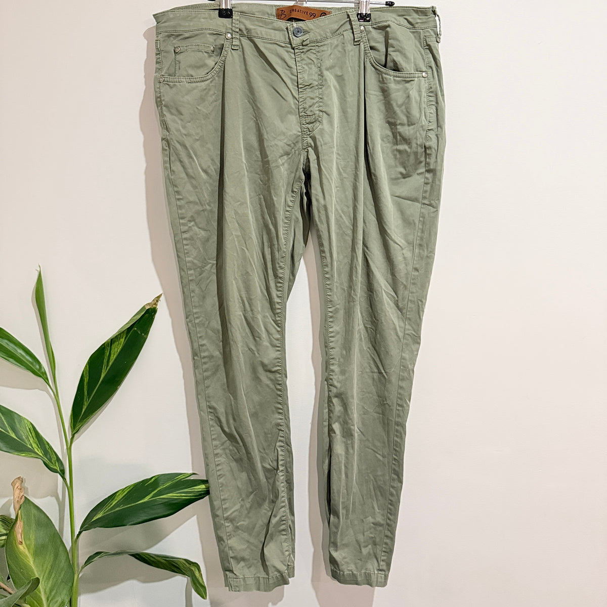 Creative 99 Sage Green Tapered Trousers Size 40