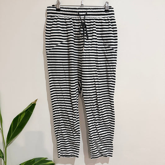 Moochi Black and White Stripe Drawstring Pants Size S