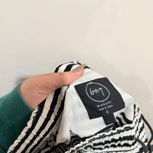 Moochi Black and White Stripe Drawstring Pants Size S