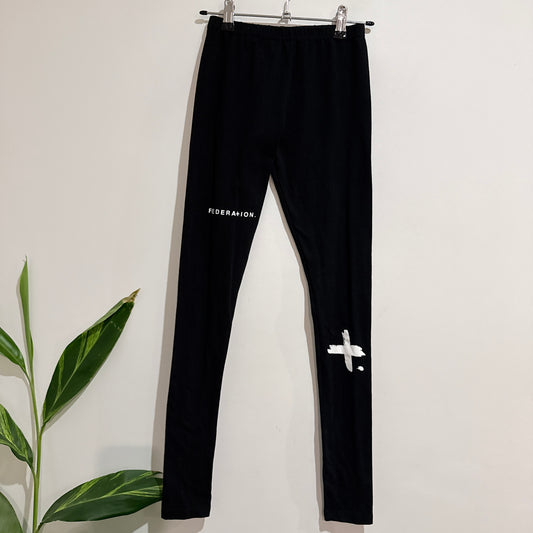 Federation Black Logo Leggings Size XXS