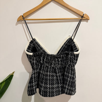 Black and White Tweed Cami Top - 36cm u/arm