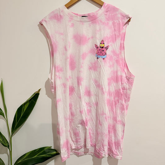 H&M Pink Tie Dye Spongebob Patrick Print Tank Size M
