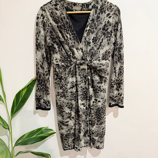 Vamp Grey Animal Print Knit Dress Size 10