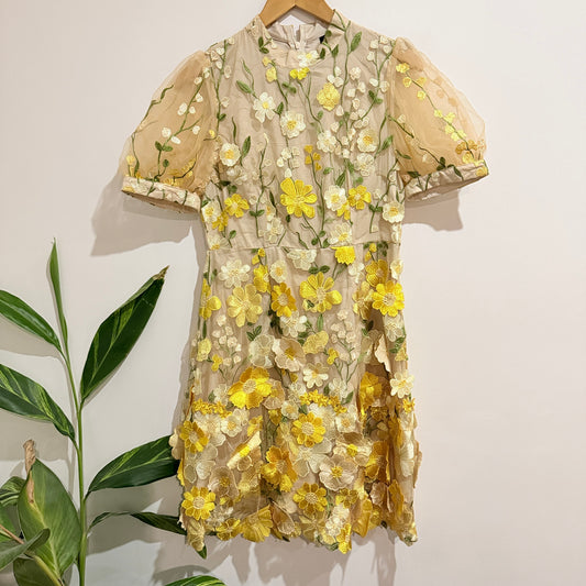 Anewsta Floral Mesh Dress Size M | U/Arm to U/Arm 43cm