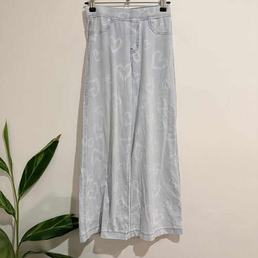 H & M Heart-print Wide-leg Trousers Size 11-12Y