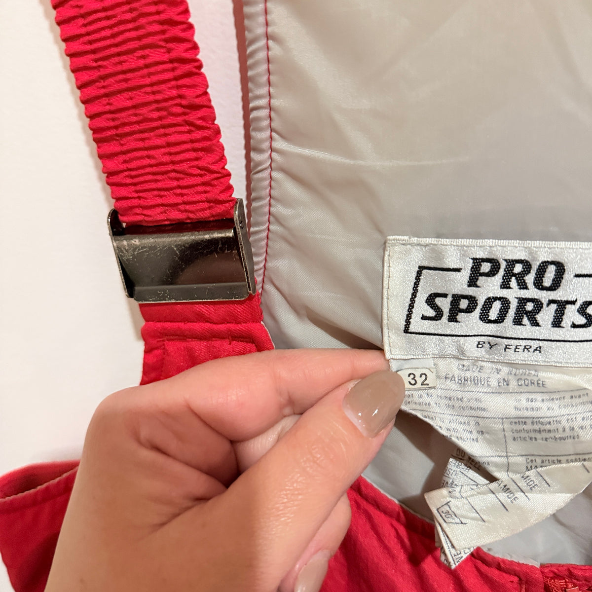 Pro Sports by Fera Red Insulated Ski Bib Pants Size 32