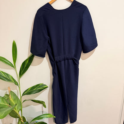 Ginger & Smart Navy Zip Front Belted Dress Size 10