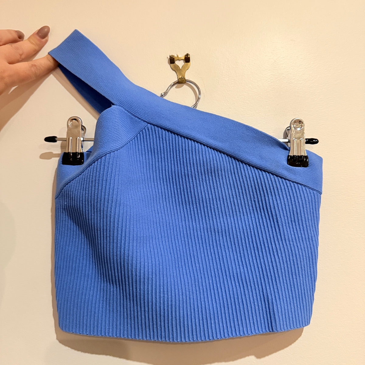 Glassons Blue Ribbed One Shoulder Top Size XS
