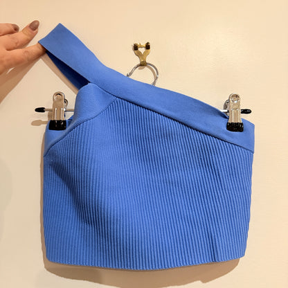 Glassons Blue Ribbed One Shoulder Top Size XS