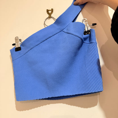 Glassons Blue Ribbed One Shoulder Top Size XS