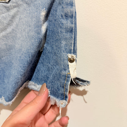 Wakee Denim Distressed Light Wash Denim Mini Skirt Size 10