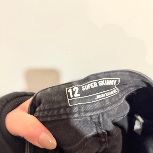 Jeanswest Washed Black Super Skinny Jeans Size 12