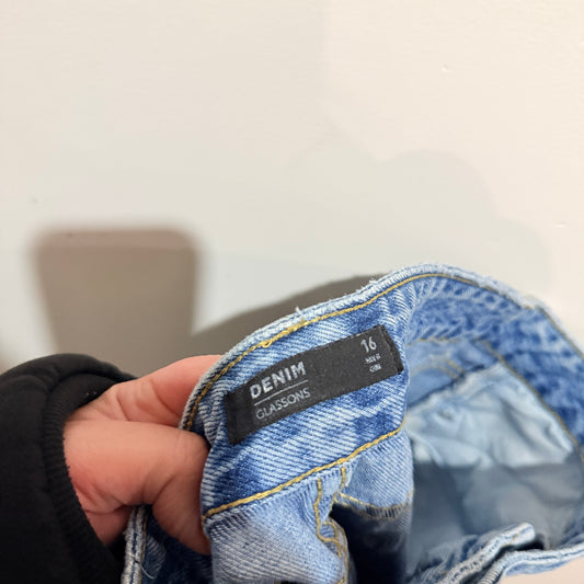 Glassons Light Wash Distressed Mom Jeans Size 16
