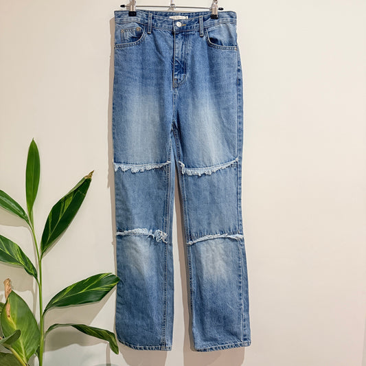 Chav Seoul Panelled Straight Leg Jeans Size M
