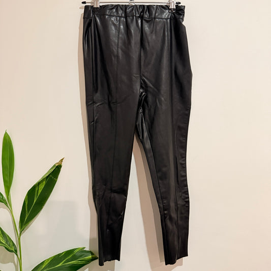 Boohoo Black Faux Leather Slouchy Trousers Size 4 BNWT