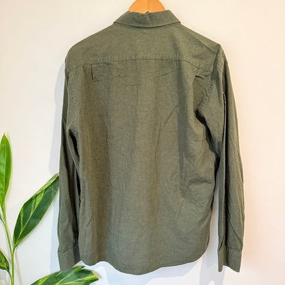Barkers Olive Shirt with Hand Painted Mushrooms Size XL