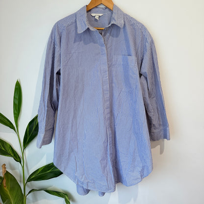 H&M Blue Stripe Oversized Shirt Size M