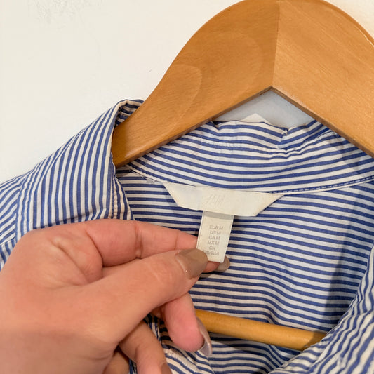 H&M Blue Stripe Oversized Shirt Size M