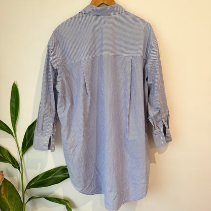 H&M Blue Stripe Oversized Shirt Size M