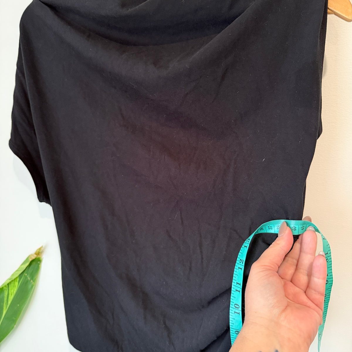 Black Cowl Neck Ruched Top - 40cm u/arm