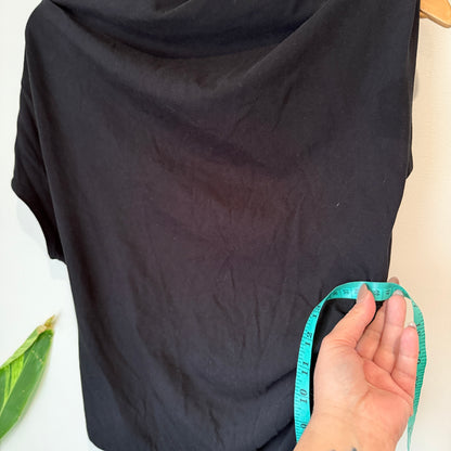 Black Cowl Neck Ruched Top - 40cm u/arm