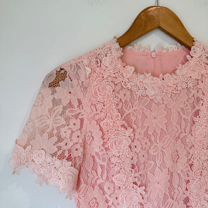 Pink Lace Short Sleeve Dress Size S