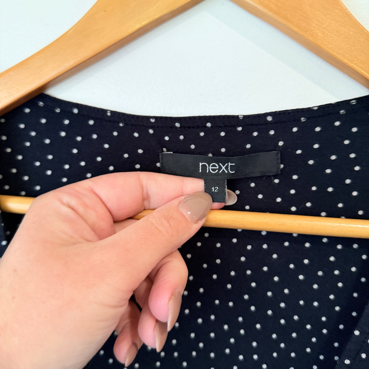 Next Black Spot Wrap Top Size 12