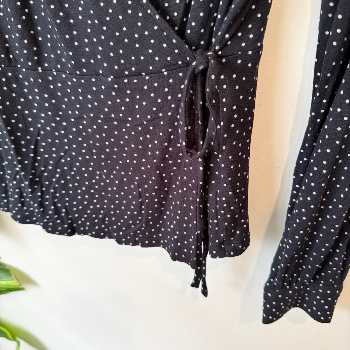 Next Black Spot Wrap Top Size 12