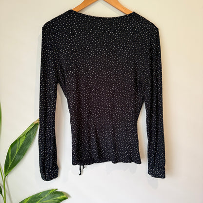 Next Black Spot Wrap Top Size 12